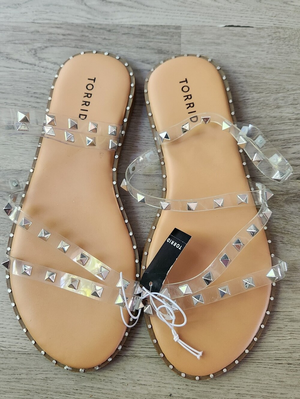 Torrid Clear jelly Studded Strap Sandal Slides women size 8.5WW punk grunge ALT